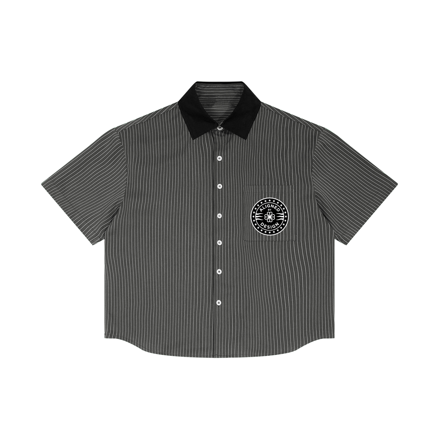 #7Brand ABD Unisex Striped Boxy Contrast Collar Shirt