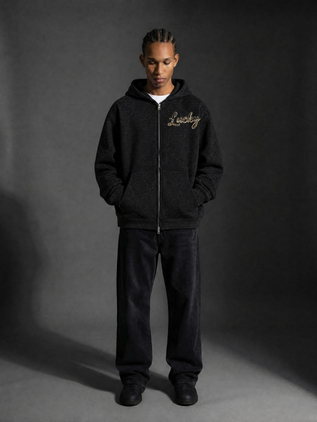 #7Brand Starlit Unisex Sparkles Full Zip Boxy Hoodie