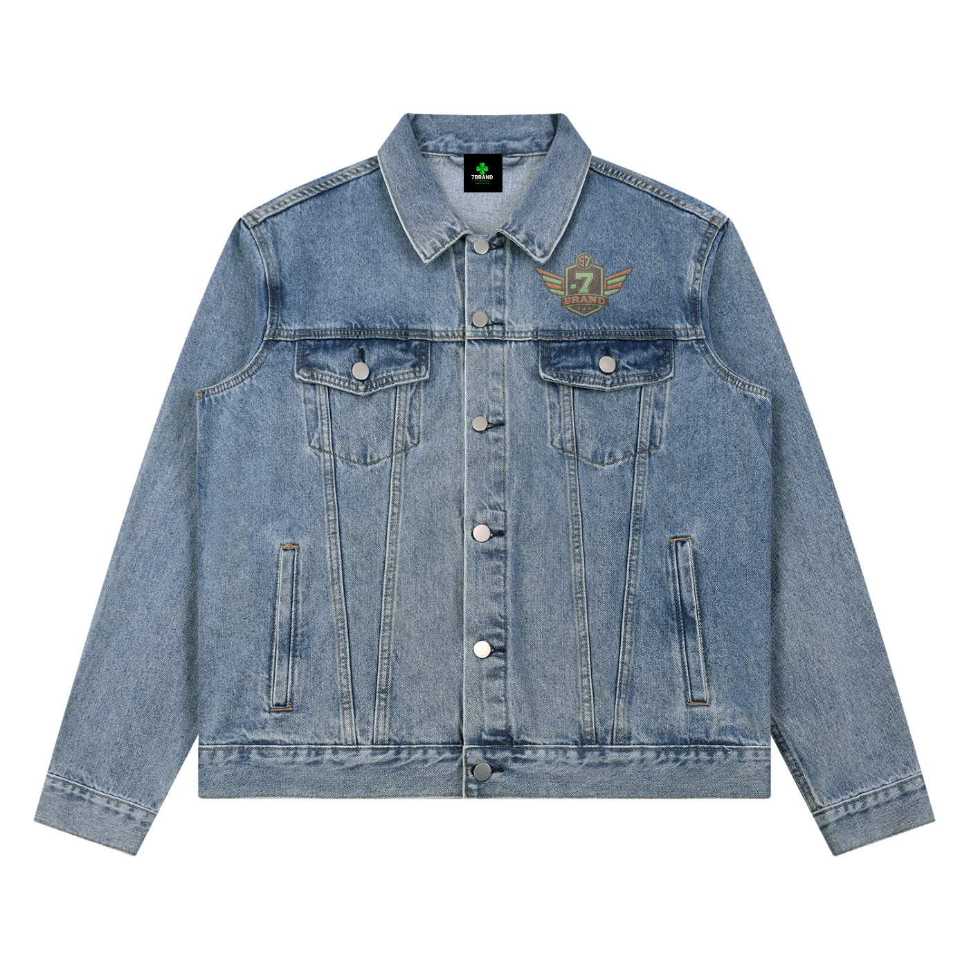 #7Brand Heart Division Unisex Vintage Wash Denim Jacket