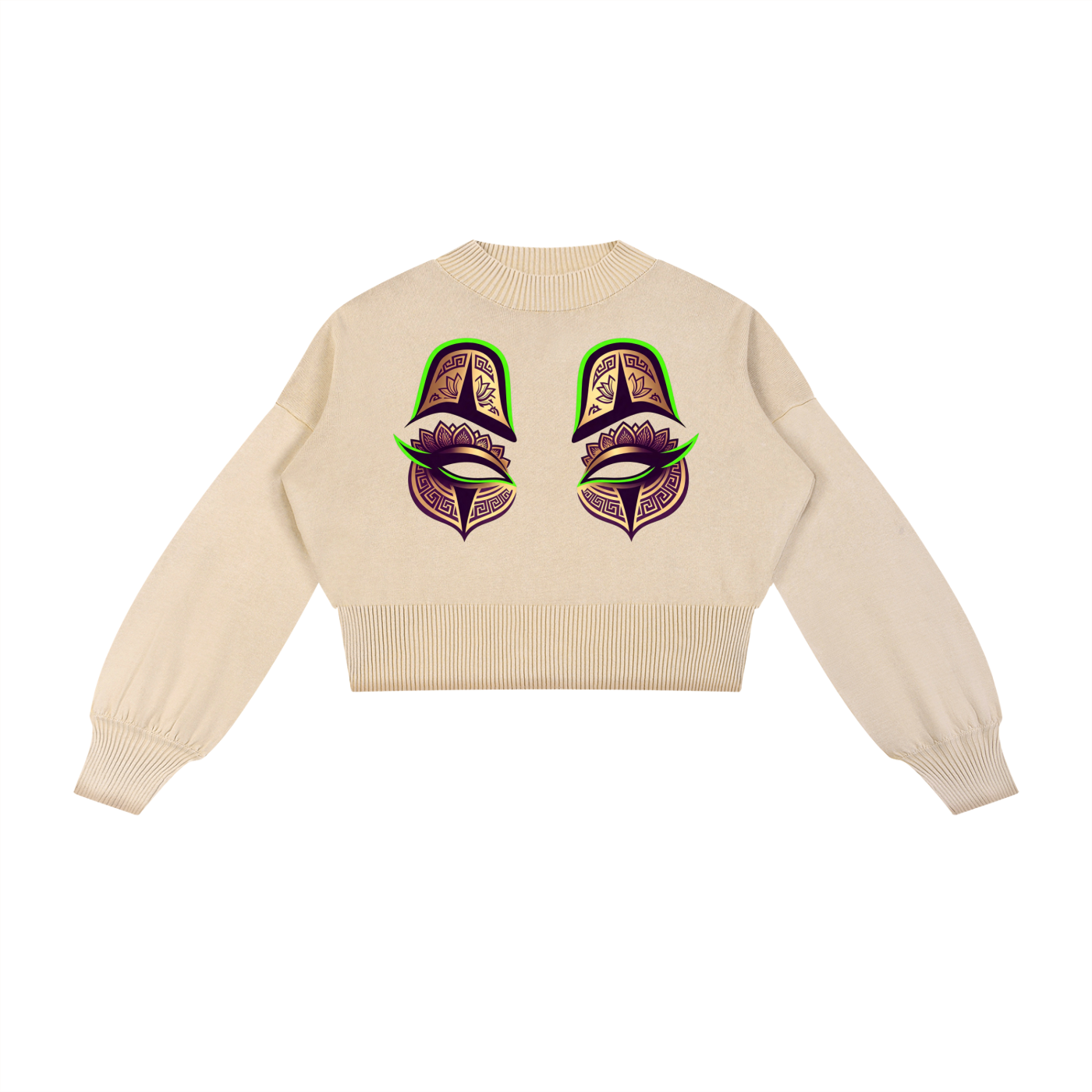 7AOC ACT VII Mineral Wash Balloon Sleeve Cropped Sweater