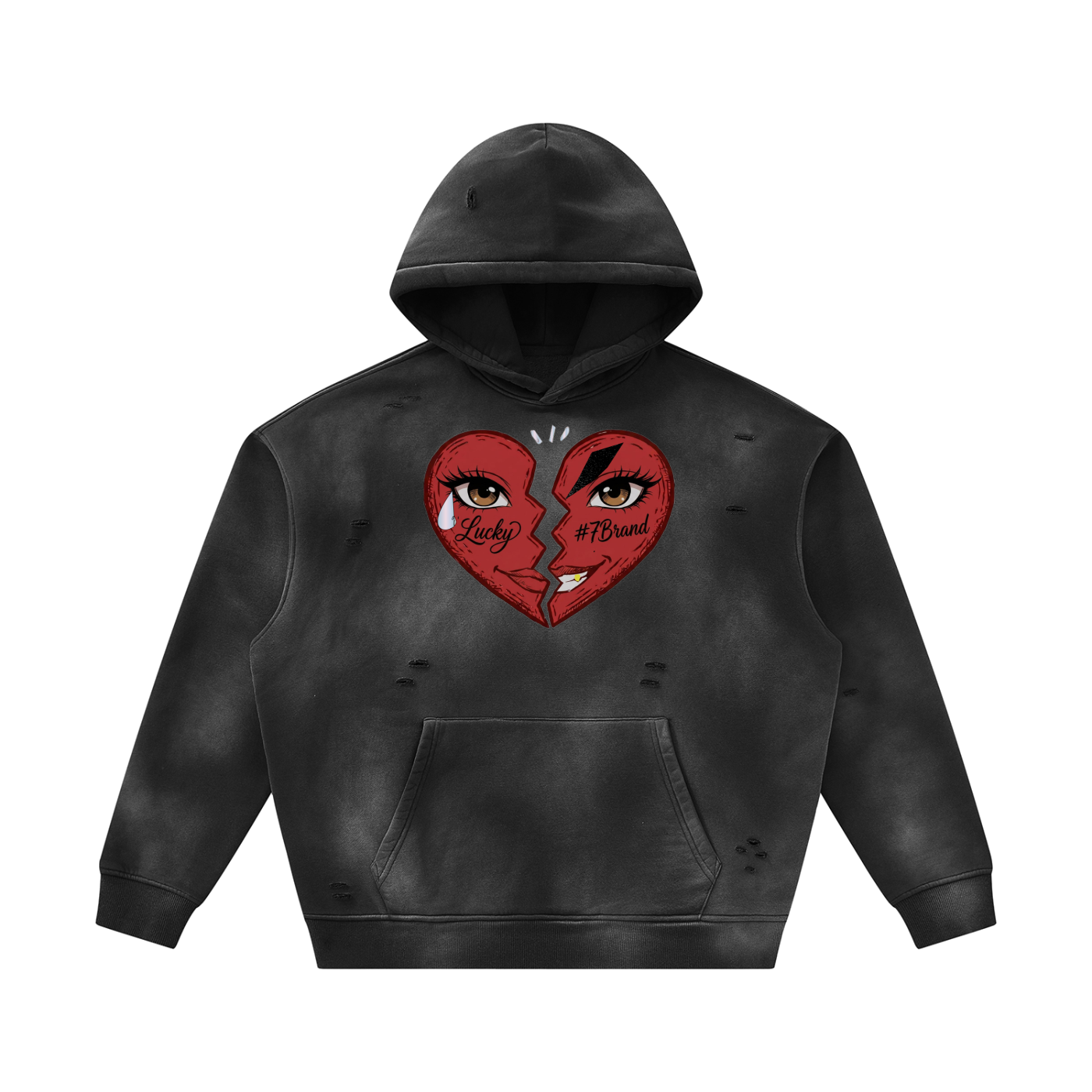 #7Brand Unisex Sunfade Frayed Fleece Hoodie